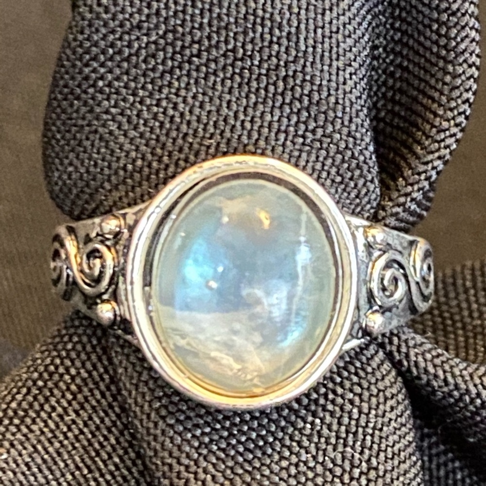 Silver Faux Moonstone Ring Size 8